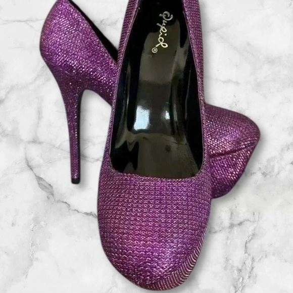 🆕Purple Heels with Stiletto Design and Shimmer - Picture 6 of 13